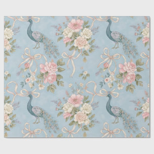 Wedding Wrapping Paper With Florals And Peacocks