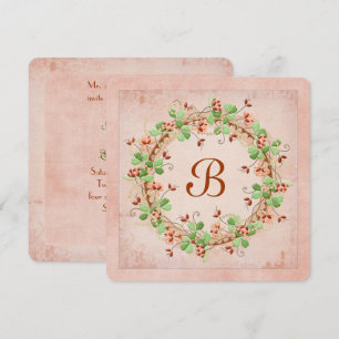Wedding Wreath with Monogram Invitation