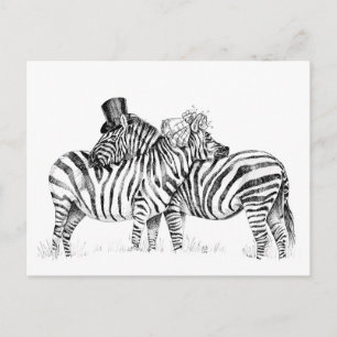Wedding zebras postcard