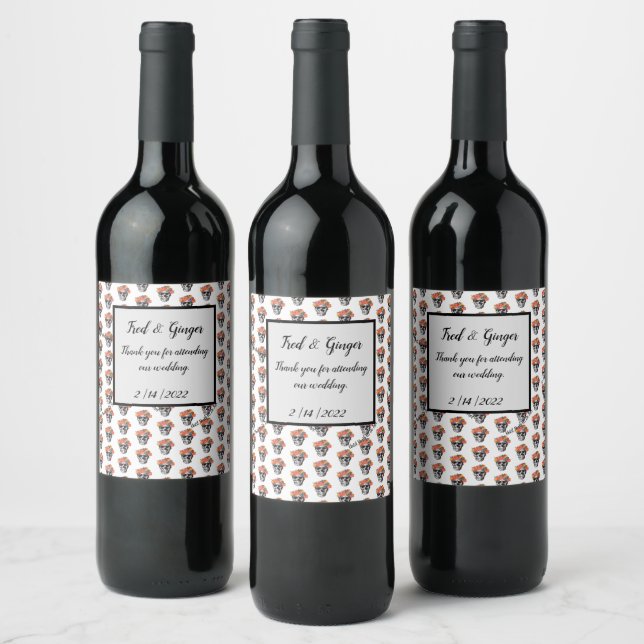 WeddingFavour Box Skull Art Until Death Us Do Part Wine Label (Bottles)