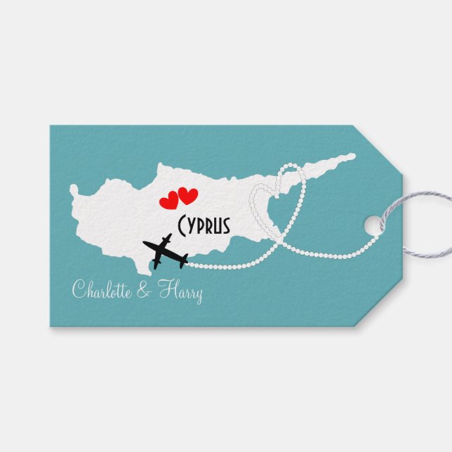 Weddings Abroad Cyprus Personalised Gift Tags (Front (Horizontal))