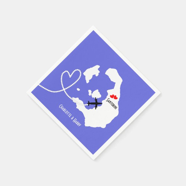Weddings Abroad Santorini Personalised Napkin (Corner)