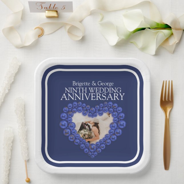 weddings Anniversary photo heart Paper Plate (Wedding)