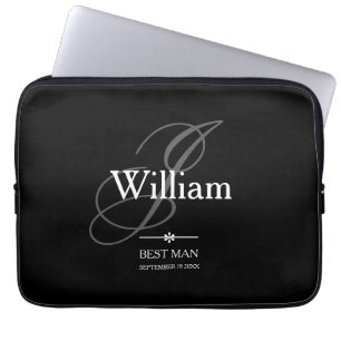 Weddings Best Man Gift Personalized Modern Cool Laptop Sleeve