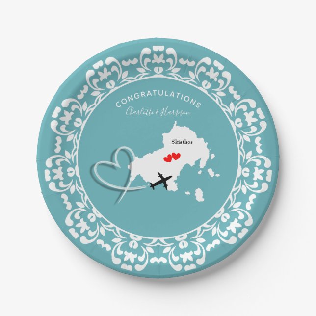 Weddings Destination Skiathos Greece Paper Plate (Front)