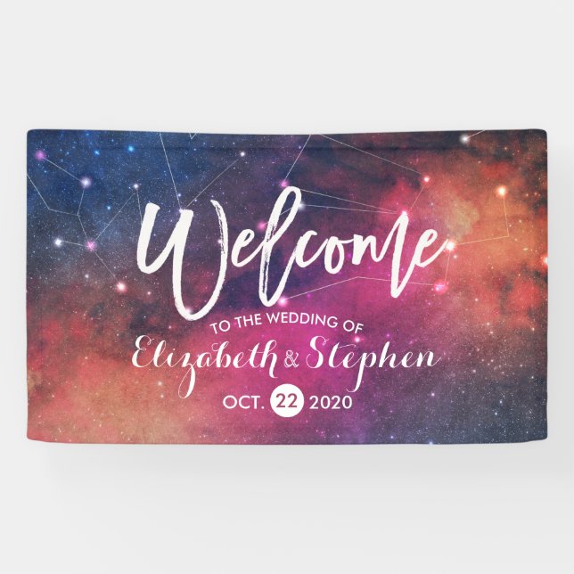 Weddings Galaxy Gorgeous Star Nebula Constellation Banner (Horizontal)