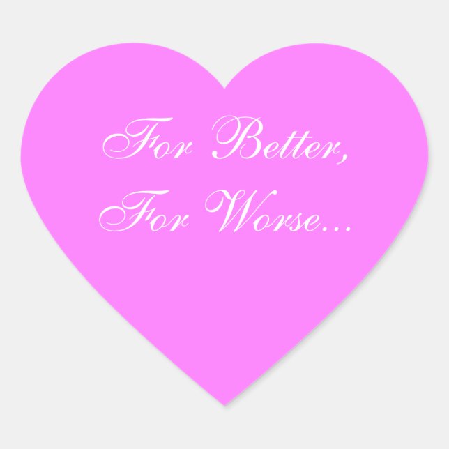 Weddings Invite Fuchsia Pink Heart Sticker (Front)