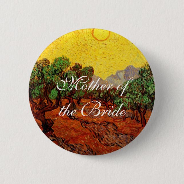 Weddings,Vincent van Gogh Olive Trees 6 Cm Round Badge (Front)