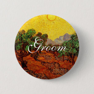 Weddings,Vincent van Gogh Olive Trees 6 Cm Round Badge