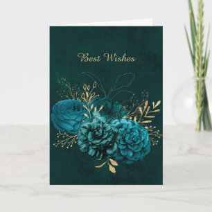 WeddingTeal Floral Rustic Congratulations Card