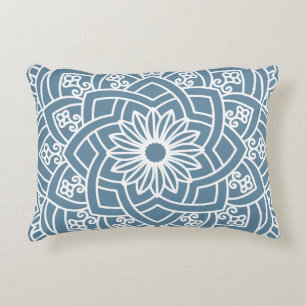 Wedgewood Blue and White Floral Mandala Decorative Cushion