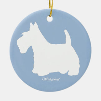 Wedgewoof Scottish Terrier Blue Ceramic Tree Decoration