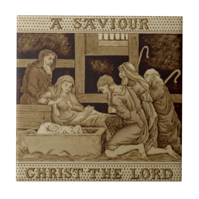 Wedgwood Birth of Jesus Sepia Antique Reproduction Tile (Front)