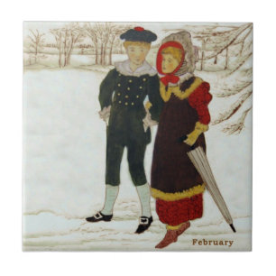 Wedgwood February Snows Hand Coloured Repro Tile