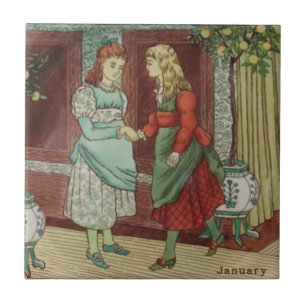 Wedgwood January Calendar Months Full Colour Repro Tile