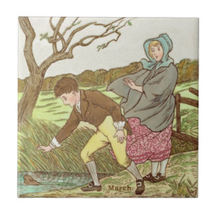 Wedgwood March Winds Polychrome c1885 Repro Tile