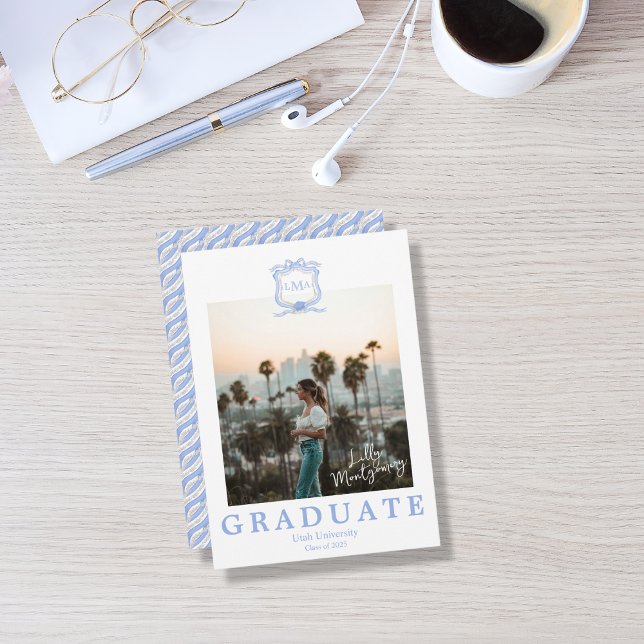 Wedgwood Monogram Graduation Photo Announcement (Creator Uploaded)
