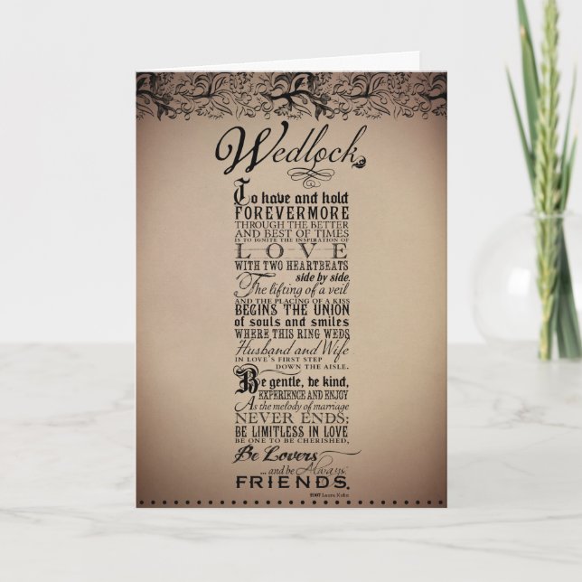 Wedlock Marriage Wedding Original Poem Card (Front)