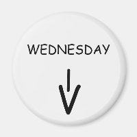 Wednesday Arrow Round White Magnet by Janz