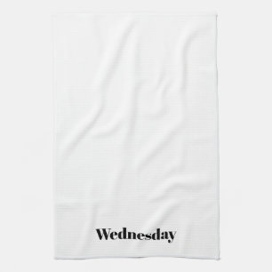 "Wednesday" black white minimalist Tea Towel