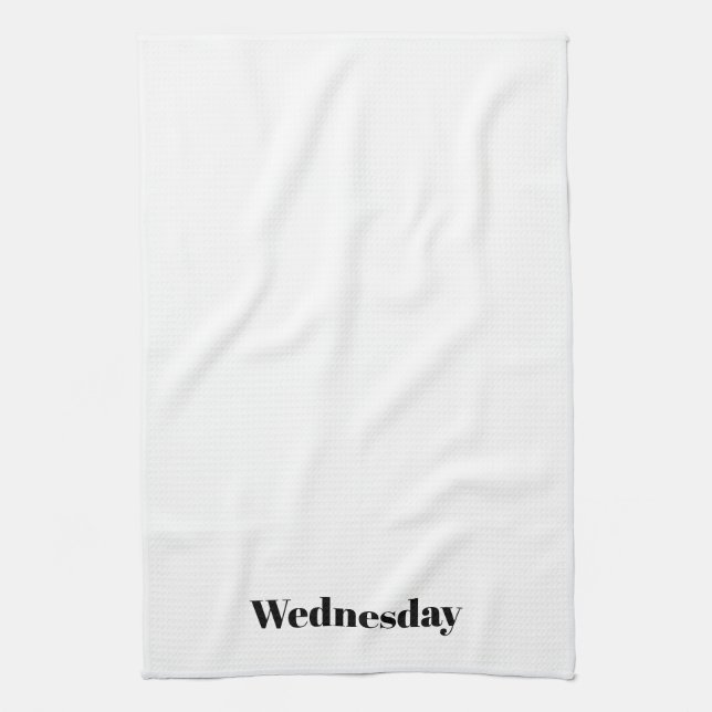 "Wednesday" black white minimalist Tea Towel (Vertical)