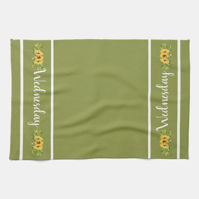 Wednesday Day of the Week Sunflower Kitchen Towel (Horizontal)