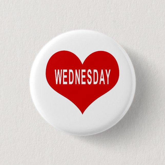 WEDNESDAY Red Love Heart 3 Cm Round Badge (Front)