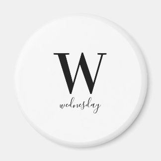 Wednesday Typography Black White Modern Magnet