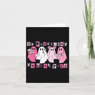 Wednesday We Wear Cute Pink Ghost Halloween Card