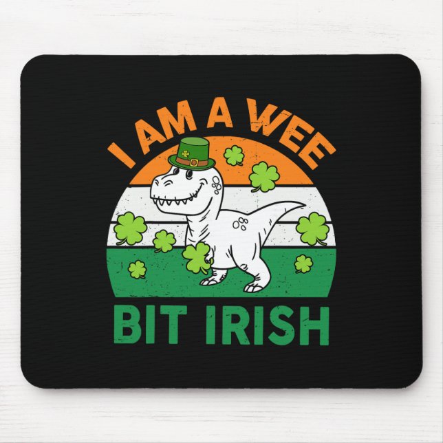 Wee Bit Irish St Patrick Day Dinosaur Toddler Boy  Mouse Mat (Front)