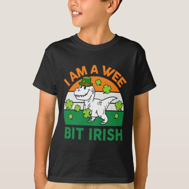 Wee Bit Irish St Patrick Day Dinosaur Toddler Boy  T-Shirt (Front)