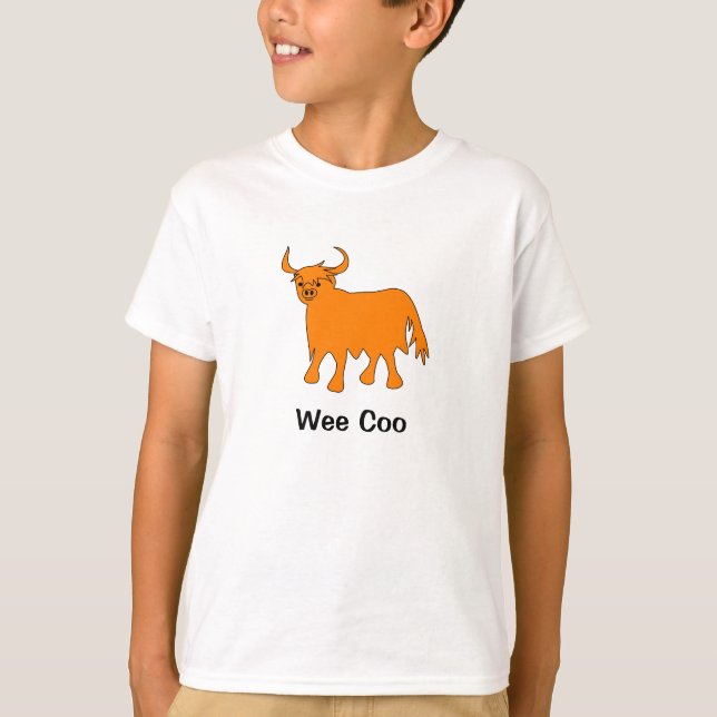 "Wee Coo" Highland Cow t shirt design (Front)