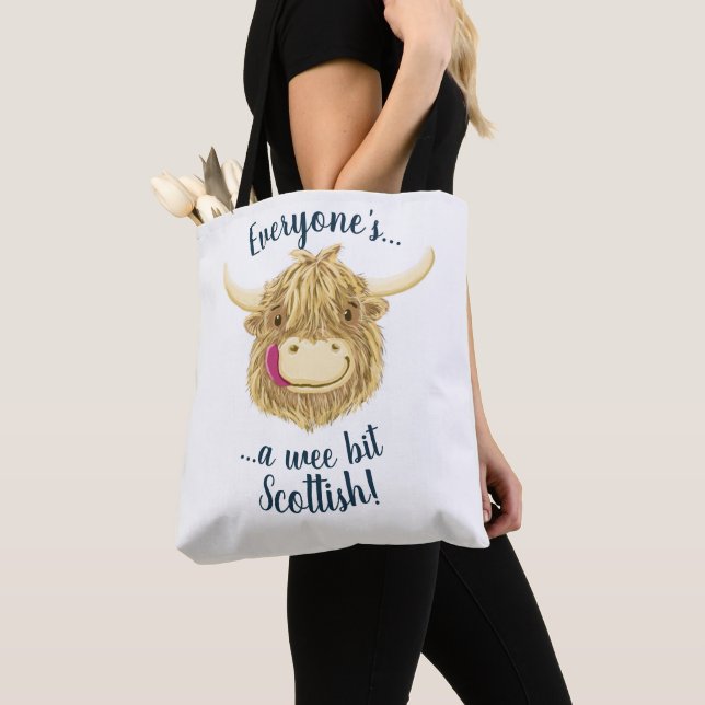 Wee Hamish Highland Cow, Everyone's Scottish! Tote Bag (Close Up)