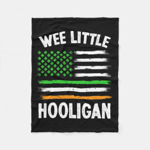 Wee Little Hooligan Fun St Patrick's Day Shamrock Fleece Blanket