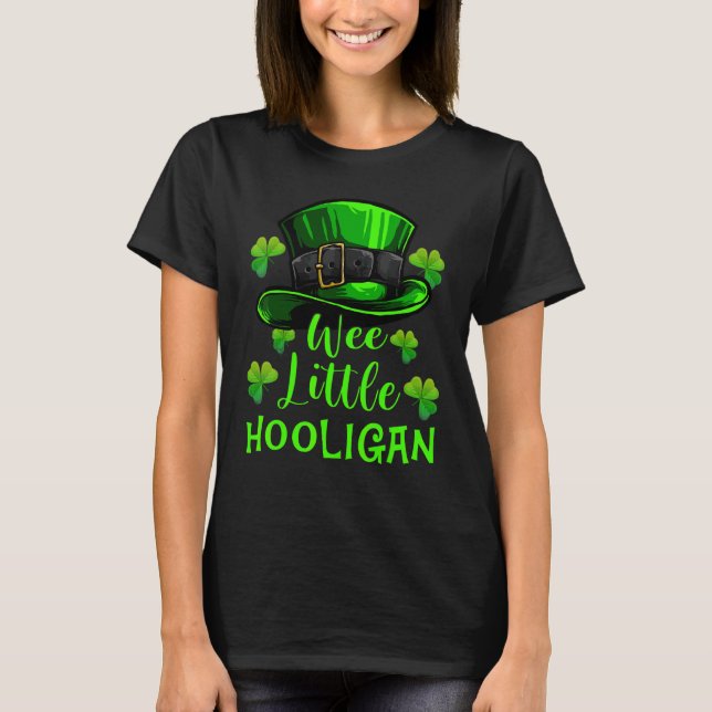Wee Little Hooligan Shamrock Leprechaun St Patrick T-Shirt (Front)