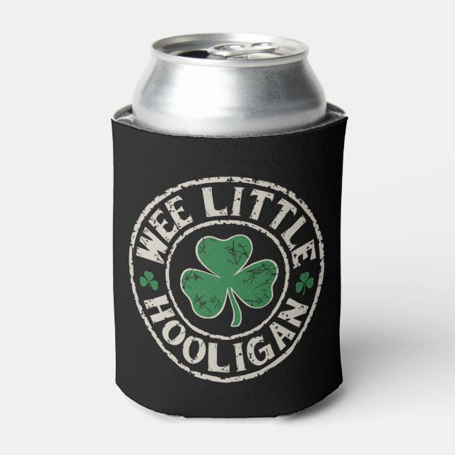 Wee Little Hooligan Shamrock St Patrick's Day Can Cooler (Can Front)