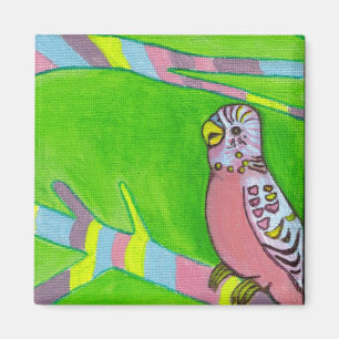 wee pink budgie magnet