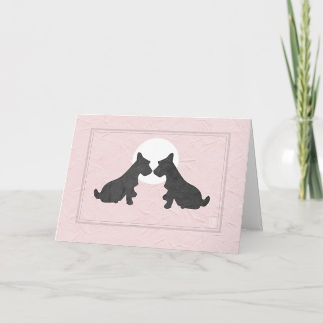 Wee Scottie Puppy Love Valentine’s Day on Pink Card (Front)