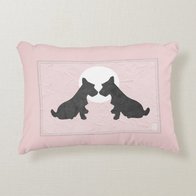 Wee Scotties Pink Puppy Love Accent Pillow (Front)
