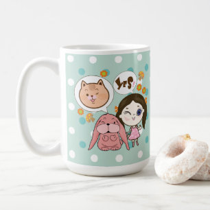 wee wee and her friends- cat and rabbit coffee mug