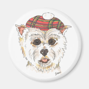 Wee Westie in Tartan Bonnet Magnet