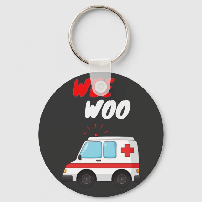 Wee Woo Ambulance AMR Funny EMS EMT Paramedic Gift Key Ring (Front)