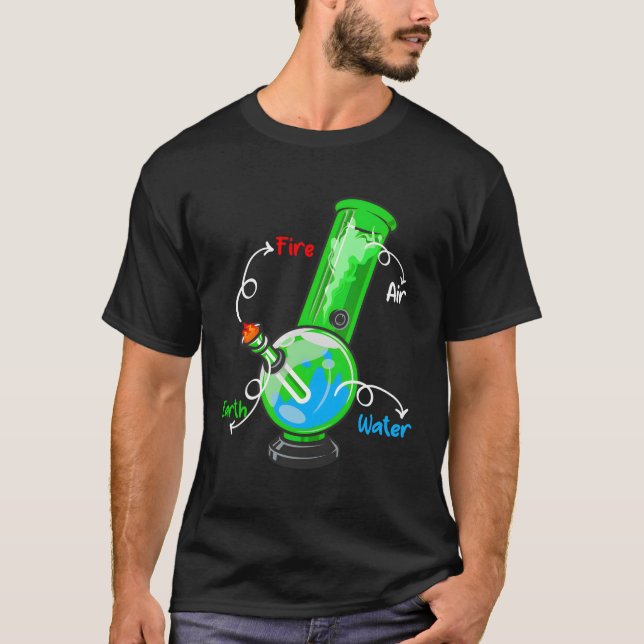 Weed Bong Elets Fire Water Air Thc Smoking Anatomy T-Shirt (Front)