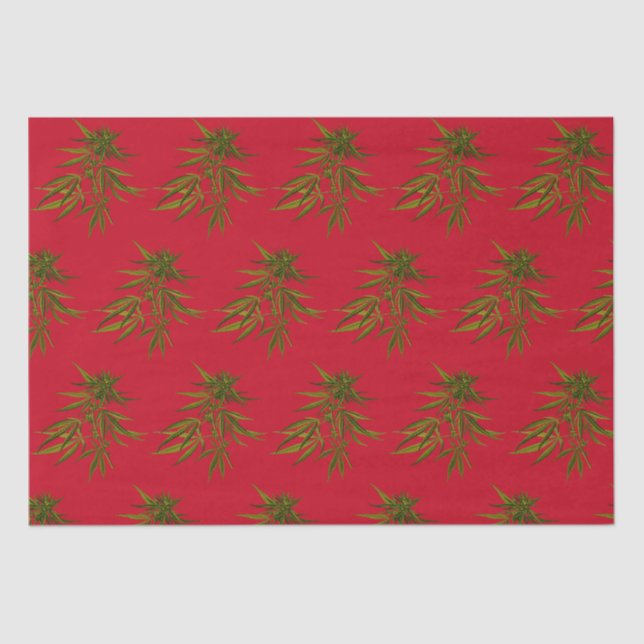 Weed Buds on Khaki Background Personalised Tissue Paper (Front)