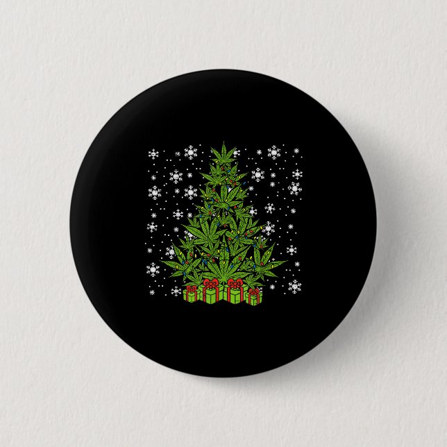 Weed Christmas Tree Funny Xmas T Men Women  6 Cm Round Badge (Front)