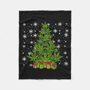 Weed Christmas Tree Funny Xmas T Men Women  Fleece Blanket