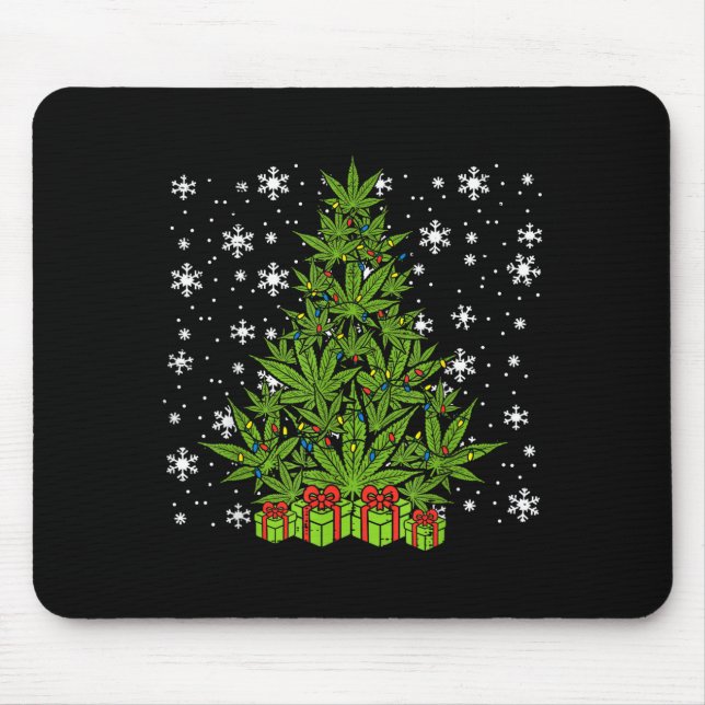Weed Christmas Tree Funny Xmas T Men Women  Mouse Mat (Front)