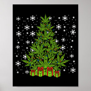 Weed Christmas Tree Funny Xmas T Men Women  Poster