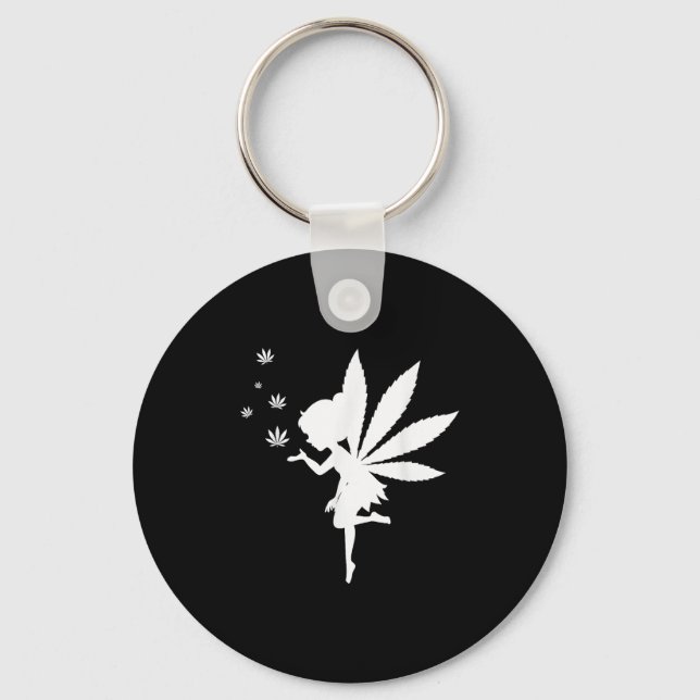 Weed Fairy Fantasy Leaf Stoner Pot Smoker  Key Ring (Front)