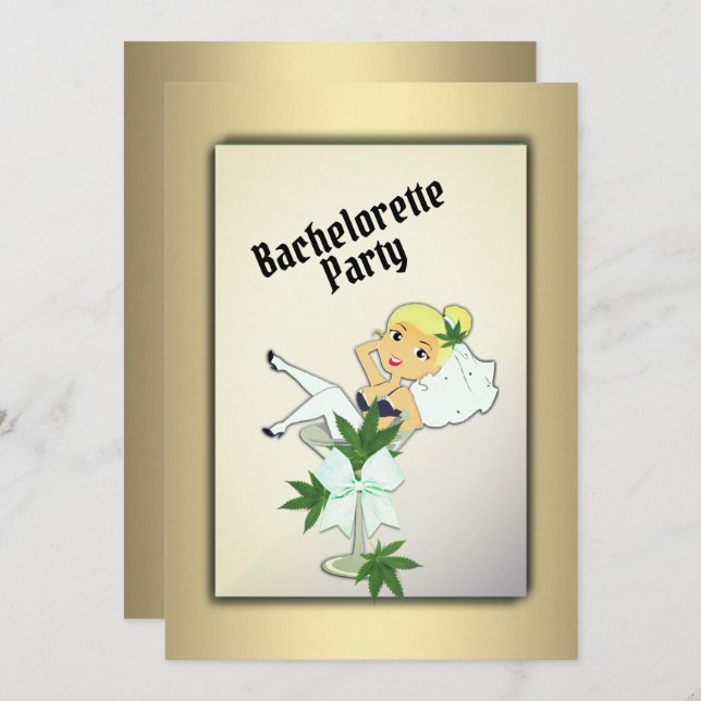 Weed Gold Bachelorette Party Invitation (Front/Back)